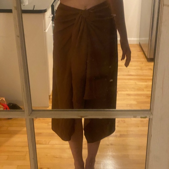 Intermix Carmel Brown Flowy Midi skirt - Picture 3 of 5